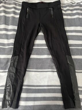 Material Girl Black Leggings with Faux Leather Side Panels